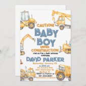 建設ベイビーボーイ ダンプトラックパーティー 招待状 (正面/裏面)