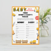 建設ベビーシャワーゲーム - 編集可能な名前 - 内 招待状 (スタンド正面)