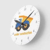 建設中のダンプトラック ラウンド壁時計 (傾斜)