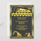 建設中　誕生日パーティー　ツール　ショベルカー 招待状 (裏面)