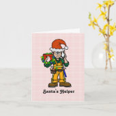 建設作業員サンタクリスマスカード カード (黄色い花)