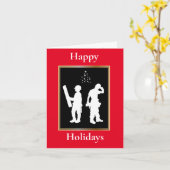 建設作業員シルエットクリスマスカード カード (黄色い花)