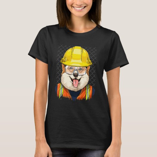 建設作業員ペンブロークウェルシュコーギー労働者D Tシャツ (正面)