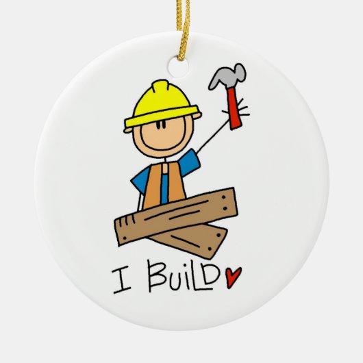 建設作業員私はTシャツおよびギフトを造ります セラミックオーナメント (正面)