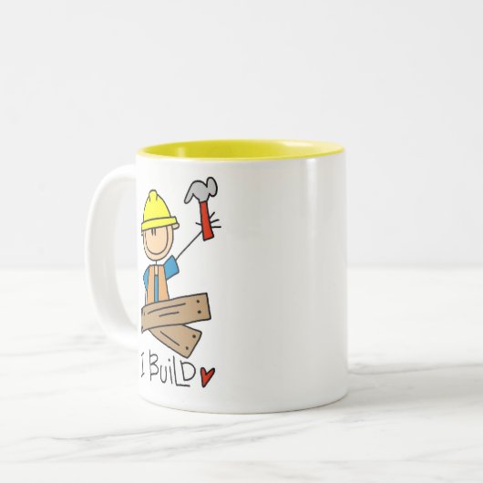 建設作業員私はTシャツおよびギフトを造ります ツートーンマグカップ (正面左)