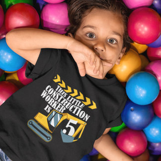 建設作業員5歳誕生日少年Tシャツ トドラーTシャツ