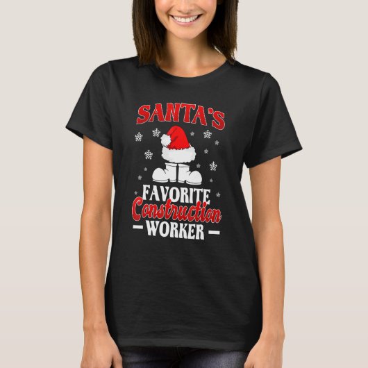 建設作業員 クリスマス サンタ 労働者 Tシャツ (正面)
