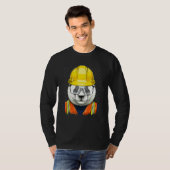 建設作業員 ジャイアントパンダ 労働者 パンダ Tシャツ (正面フル)