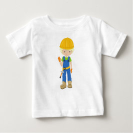 建設作業員、金髪、かわいい少年、ハンマー ベビーTシャツ