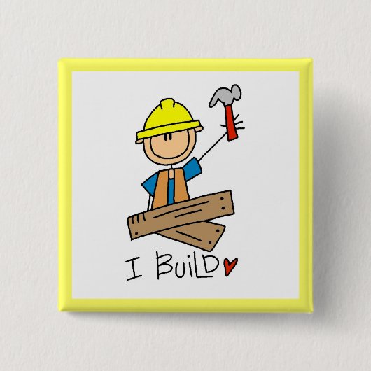 建設作業員 I Build Tシャツ ギフト 缶バッジ (正面)