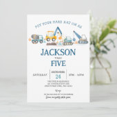 建設作業機の少年誕生日パーティー 招待状 (スタンド正面)