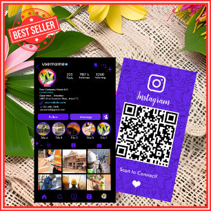 建設工事InstagramバイオレットQRコード 名刺