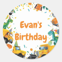 建設恐竜誕生日パーティー ラウンドシール