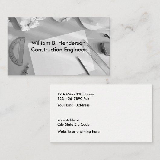 建設技師のデザイン 名刺 (正面/裏面)