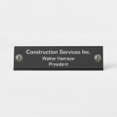 建設業の机のプラク デスクネームプレート (正面)