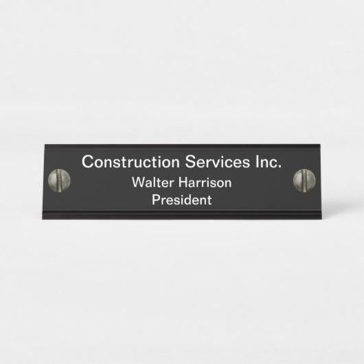 建設業の机のプラク デスクネームプレート (正面)