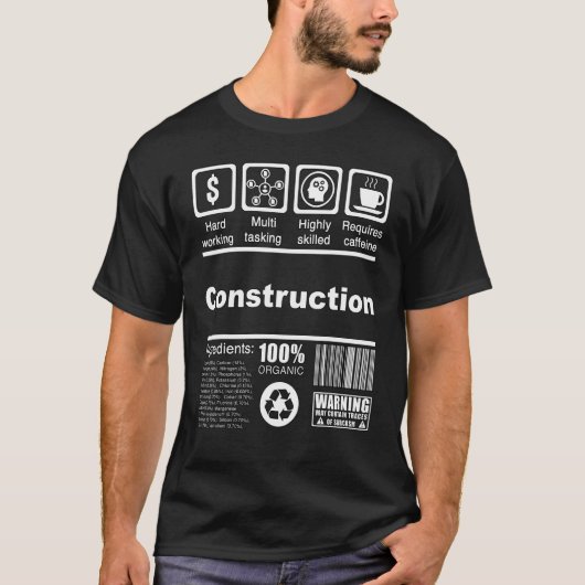 建設業の栄養表示 Tシャツ (正面)