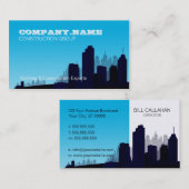 建設業の青いスカイラインカード 名刺 (正面/裏面)