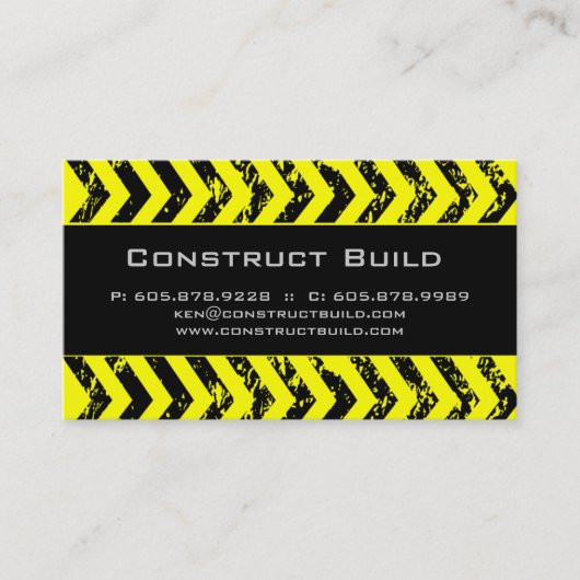建設業カードグランジで黄色い黒 名刺 (正面)