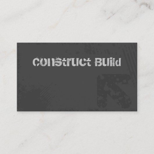 建設業カードグランジな灰色 名刺 (正面)