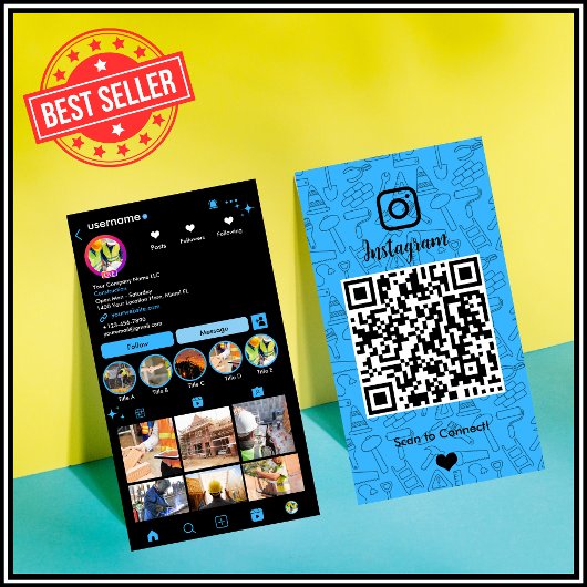 建設業 Instagram Blue | QRコード 名刺
