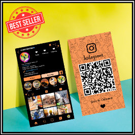 建設業Instagramオレンジ | QRコード 名刺