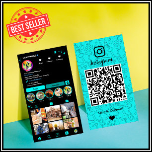 建設業Instagramターコイズ QRコード 名刺