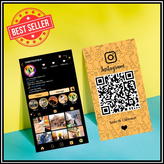 建設業Instagramピーチ | QRコード 名刺