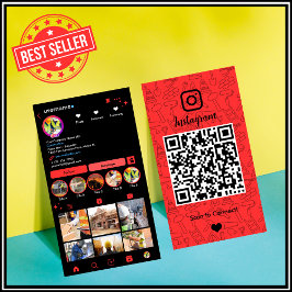 建設業Instagram Red | QRコード 名刺