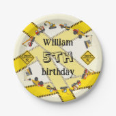 建設機械の機器の誕生日パーティー ペーパープレート (正面)