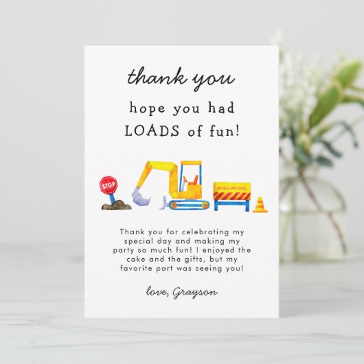 建設現場で楽しい誕生日 サンキューカード (スタンド正面)