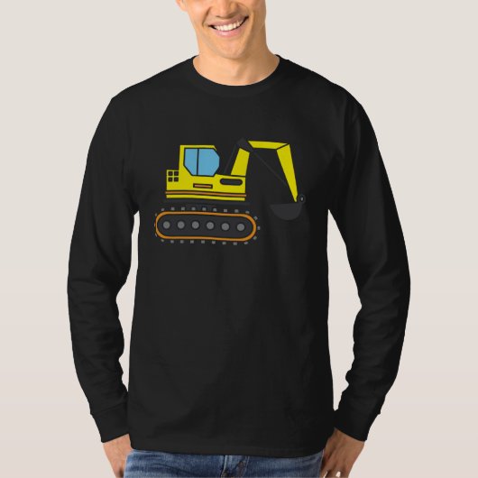 建設現場のアイデア - 掘削機は掘るのが大好き Tシャツ (正面)
