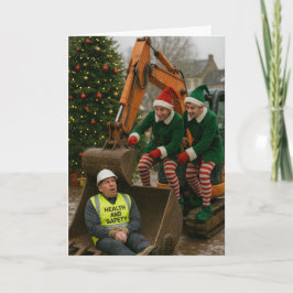 建設現場のクリスマスカード 健康と安全の誘拐 カード