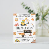 建設現場のダンプトラックとショベルカーの誕生日パーティー ポストカード (スタンド正面)