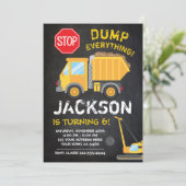 建設現場のチョークボード誕生日招待状 招待状 (スタンド正面)