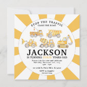 建設現場のトラックの誕生日の招待状 招待状 (正面)