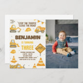 建設現場の誕生日招待状（写真付き） 招待状 (正面/裏面)