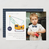 建設用クレーン車の写真 誕生日パーティー どんな年齢でも サンキューカード (正面/裏面)