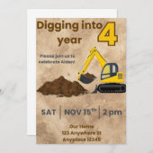 建設用ショベルカーの招待状 招待状 (正面/裏面)