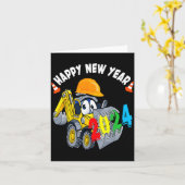 建設用ショベルカー お正月2024 男の子用 カード (黄色い花)