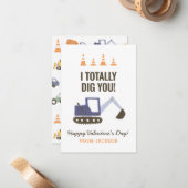 建設用ショベルカー 子ども教室バレンタイン ノートカード (正面/裏面インサイチュ)