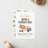 建設用セメントミキサー子供教室バレンタイン ノートカード (正面/裏面インサイチュ)