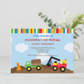 建設用ダンプトラックの誕生日パーティー招待状 招待状 (スタンド正面)