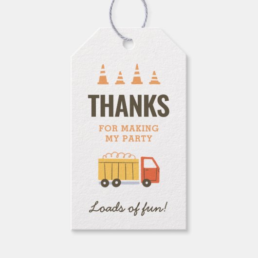 建設用ダンプトラックの誕生日パーティー景品ギフト ギフトタグ (正面)