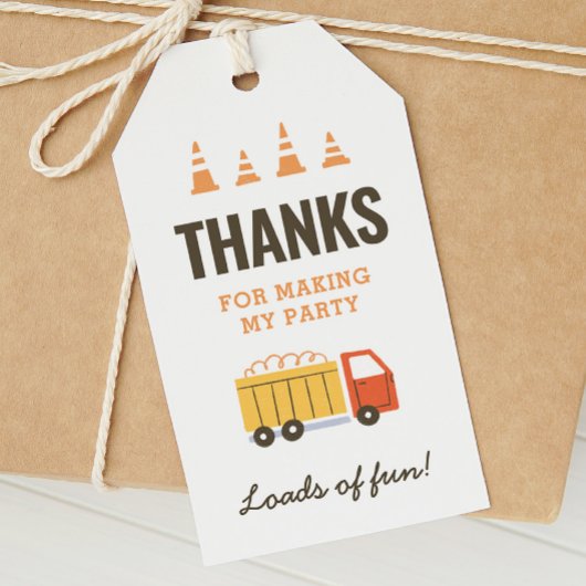建設用ダンプトラックの誕生日パーティー プレゼント  ギフトタグ