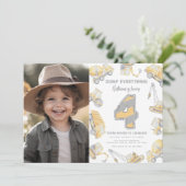 建設用ダンプトラックの４歳の誕生日パーティー 招待状 (スタンド正面)