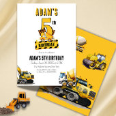 建設用ダンプトラックの５歳の誕生日パーティー 招待状