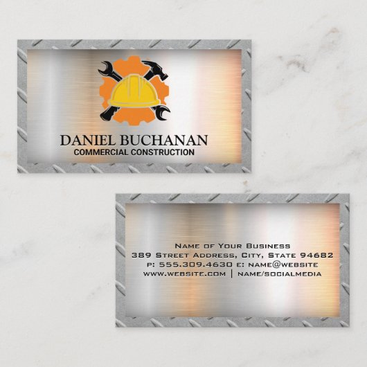 建設用ハンマー付きレンチヘルメット 名刺 (正面/裏面)