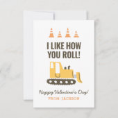 建設用ブルドーザー キッズ クラスルーム バレンタイン ノートカード (正面)