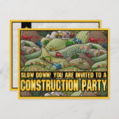 建設用機器のテーマはパーティの招待状をからかいます 招待状 (正面/裏面)